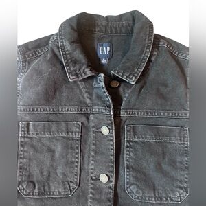 Gap Black Denim Vest Cropped | Button Front Jean Vest Pockets